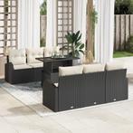 vidaXL 7-delige ligzetel set met kussens zwart poly rattan, Tuin en Terras, Verzenden, Nieuw