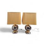 Tafellamp - Keramiek - Paar grote Lampen met goud en chrome