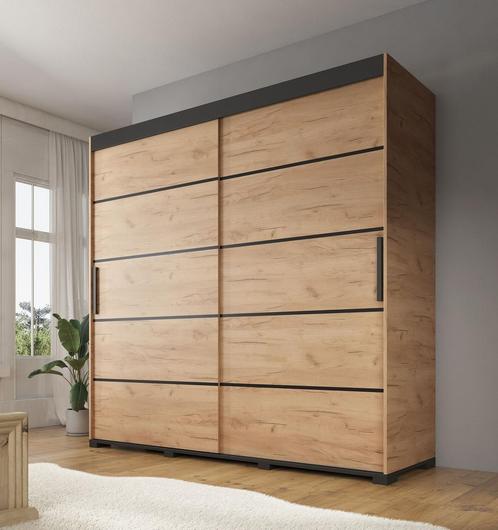 Kledingkast Crown - Eiken - 200 cm - Garderobekast, Huis en Inrichting, Kasten | Overige, Nieuw, Verzenden