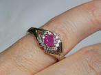 Ring - 14 karaat Witgoud Robijn - Diamant, Nieuw