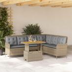vidaXL 2-delige Loungeset met kussens poly rattan beige, Tuin en Terras, Tuinsets en Loungesets, Verzenden, Nieuw, Loungeset