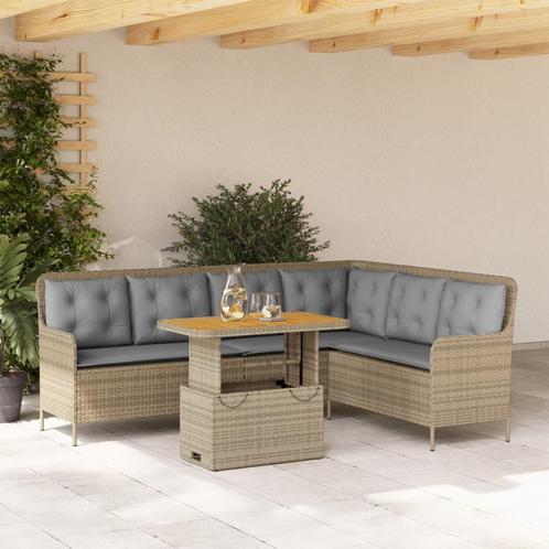 vidaXL 2-delige Loungeset met kussens poly rattan beige, Tuin en Terras, Tuinsets en Loungesets, Loungeset, Nieuw, Verzenden