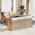 vidaXL 6-delige Loungeset met kussens poly rattan acacia, Tuin en Terras, Verzenden, Nieuw, Loungeset