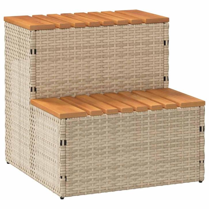 vidaXL Hottub-opstap 50x50x50,5cm poly rattan&massief, Tuin en Terras, Zwembaden, Nieuw, Verzenden