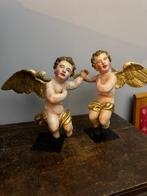 sculptuur, Paar engelen - 18e eeuw - 35 cm - Hout - 1750, Antiek en Kunst
