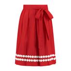 Dirndlschort rood 100% katoen bloemenrand, Verzenden, Nieuw