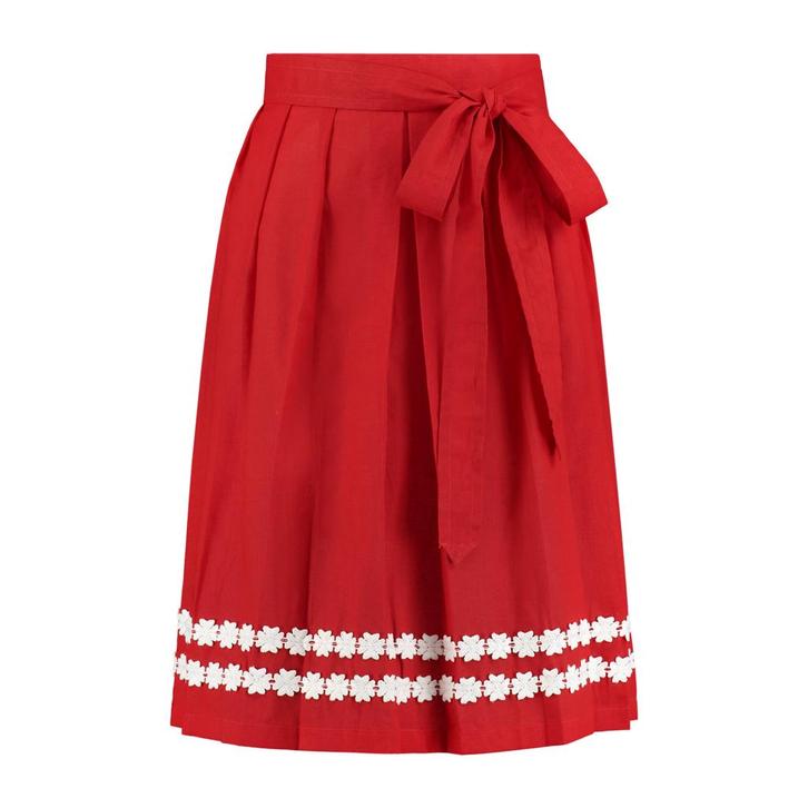 Dirndlschort rood 100% katoen bloemenrand, Hobby en Vrije tijd, Feestartikelen, Nieuw, Verzenden