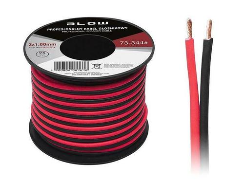 2 x 1.00 mm zwart/rood op rol 25 meter 2-aderige kabel, Bricolage & Construction, Électricité & Câbles, Envoi