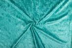 Crushed velvet zeeblauw stof - 10m rol - Velours stretch, Nieuw, Verzenden