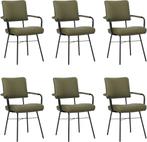 Set van 6 Olijfgroene leren industriële design, Nieuw, Vijf, Zes of meer stoelen, Leer, Ophalen of Verzenden
