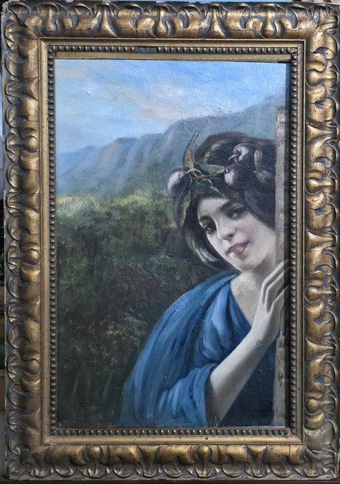 Scuola italiana (XIX-XX), Reca firma A. Garino - Donna, Antiquités & Art, Art | Peinture | Classique
