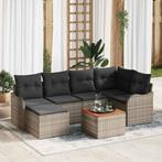 vidaXL Tuinbank Set 7 pcs Grijs Poly rattan, Tuin en Terras, Tuinsets en Loungesets, Verzenden, Nieuw