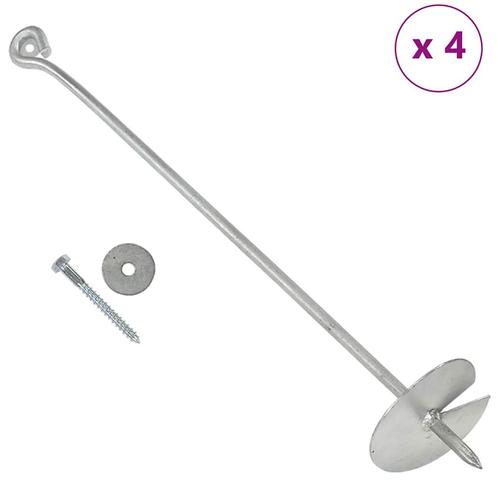 vidaXL Grondankers 4 st 10x60 cm gegalvaniseerd metaal, Caravans en Kamperen, Kampeeraccessoires, Nieuw, Verzenden
