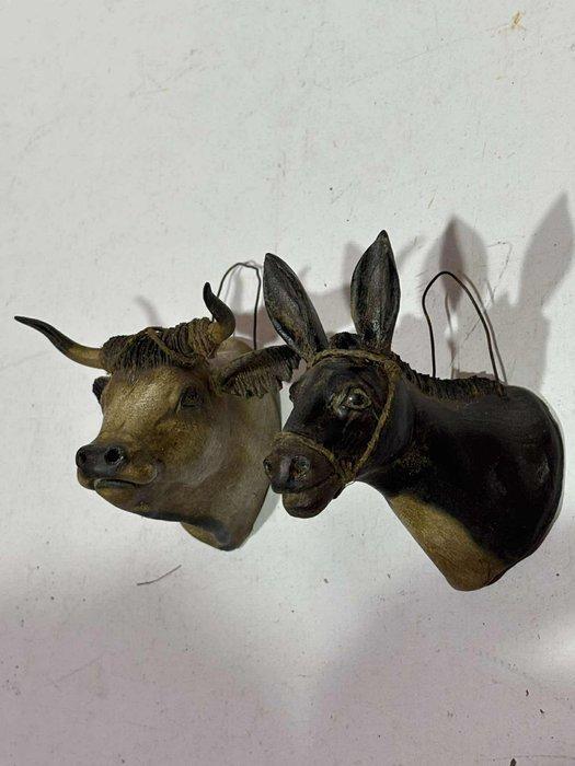 sculptuur, Presepe Napoletano - Coppia Bue e Asinello - 10, Antiek en Kunst, Kunst | Niet-Westerse kunst