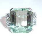 Ring - 14 karaat Witgoud -  16.90ct. tw. Aquamarijn -, Handtassen en Accessoires, Nieuw