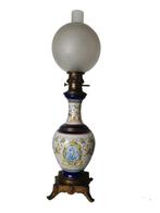 Gien - Petroleumlamp - Aardewerk en brons, Antiquités & Art, Antiquités | Verre & Cristal