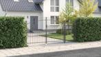vidaXL Tuindeur met Spitse Top Grijs 175x400 cm Staal, Tuin en Terras, Tuinpoorten, Verzenden, Nieuw