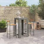 vidaXL 3-delige Tuinbarset poly rattan en massief acaciahout, Verzenden, Nieuw