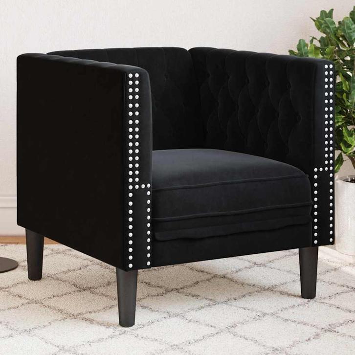vidaXL met kussen Anders Zwart 71 x 74,5 x 70,5 cm Fluweel, Huis en Inrichting, Zetels | Zetels, Nieuw, Verzenden