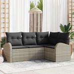 vidaXL Tuinbank Set met kussen 4 pcs Lichtgrijs Poly rattan, Tuin en Terras, Verzenden, Nieuw
