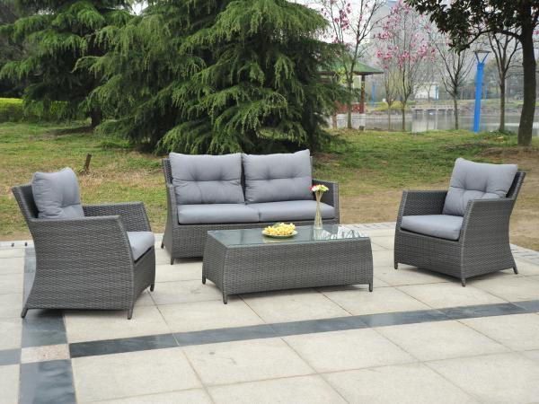 Veiling - Loungeset 4-delig - Antraciet wicker + grijze kuss, Tuin en Terras, Tuinsets en Loungesets, Nieuw