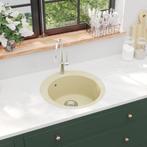 vidaXL Ãvier de cuisine Granit Seul lavabo Rond Beige, Verzenden