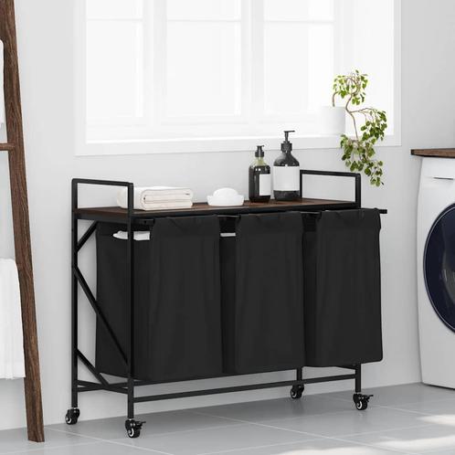 vidaXL Wasmand 3 vakken met planken bruin eikenkleurig, Huis en Inrichting, Woonaccessoires | Overige, Nieuw, Verzenden