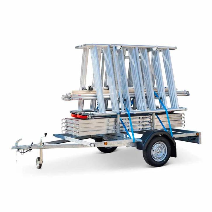 Steigeraanhanger Basic met ALX rolsteiger 135 x 10,2m wh, Doe-het-zelf en Bouw, Steigers, Rolsteiger of Kamersteiger, Nieuw, 5 meter of hoger