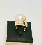 Cocktailring - 18 karaat Geel goud Parel, Handtassen en Accessoires, Antieke sieraden