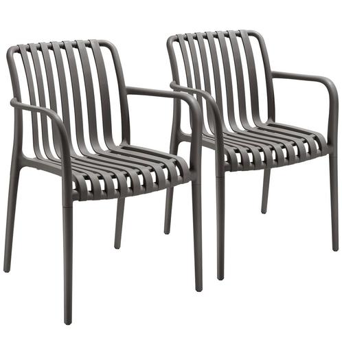 tectake Tuinstoelen Alcudia, weerbestendig, stapelbaar - ant, Tuin en Terras, Overige Tuin en Terras, Verzenden