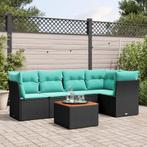 vidaXL 6-delige Loungeset met kussens poly rattan zwart, Verzenden, Loungeset