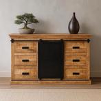 Dressoir Mangohout Milan 140 cm, Huis en Inrichting, Kasten | Dressoirs, 100 tot 150 cm, Verzenden, Nieuw, Industriële meubels