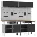 vidaXL Werkbankset met lade 8 pcs Zwart en Grijs, Doe-het-zelf en Bouw, Verzenden, Nieuw