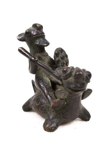 Bronzen beeld / Paardrijdende - West-Afrika (Zonder, Antiek en Kunst