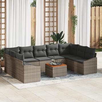vidaXL 10-delig ligbedden set met kussens in het grijs, Verzenden