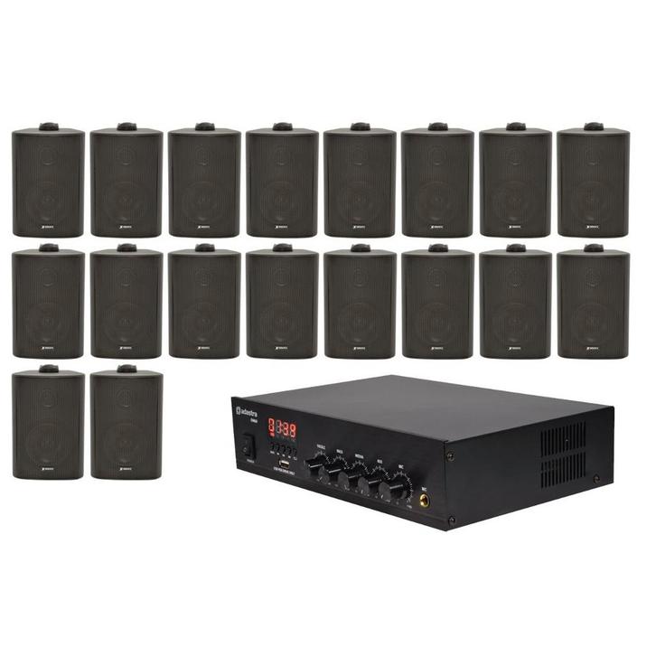 Geluidsinstallatie Met Compacte 100V Versterker En 18 Zwarte, Audio, Tv en Foto, Luidsprekerboxen