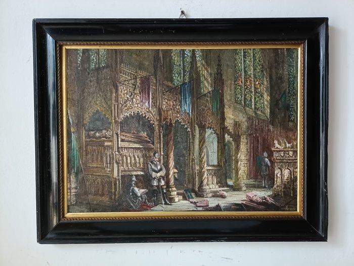 Britse school (XIX) - Soldati in veglia alla tomba del Re e, Antiek en Kunst, Kunst | Schilderijen | Klassiek