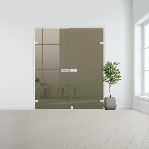 Glazen dubbele binnendeur voor stomp kozijn RVS beslag-Brons, Bricolage & Construction, Fenêtres & Moustiquaires, Envoi
