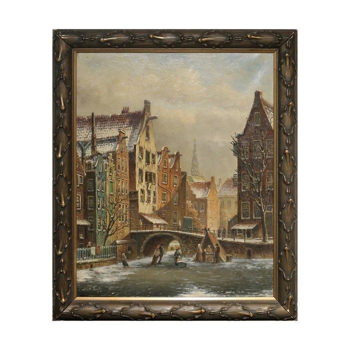 Oene Romkes de Jongh (1812-1896) - Ice-skating on the Canals, Antiek en Kunst, Kunst | Schilderijen | Klassiek