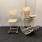Complete set 15 stuks schoolstoelen met voetenbankje,, Vijf, Zes of meer stoelen, Gebruikt, Hout