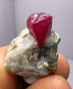 Uitzonderlijk zeldzaam !! Sieraadkwaliteit robijn Kristal op, Verzamelen, Mineralen en Fossielen