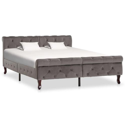 vidaXL Bedframe fluweel grijs 140x200 cm, Huis en Inrichting, Slaapkamer | Bedden, Nieuw, Verzenden