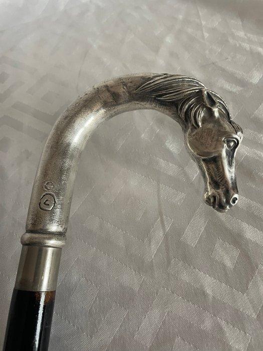 Canne de marche - Bois, Laiton, plaqué argent - Cavallo -, Antiquités & Art, Curiosités & Brocante