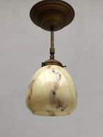 Plafondlamp - Glas, Messing, Antiquités & Art, Curiosités & Brocante