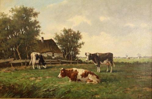 A.M Geijp (1855-1927) - Koeien in het land, Antiek en Kunst, Kunst | Schilderijen | Klassiek