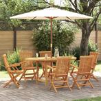 vidaXL Tuin Eettafel Set 7 pcs Bruin 160 x 80 x 75 cm, Tuin en Terras, Tuintafels, Verzenden, Nieuw