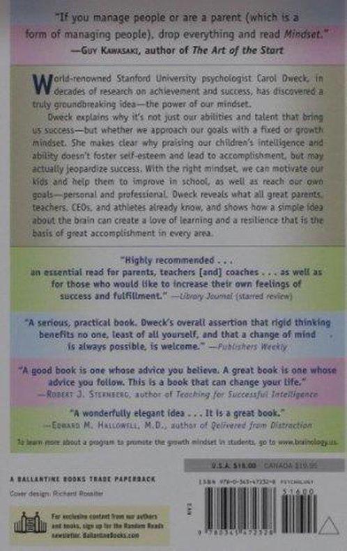 Mindset 9780345472328 Carol S. Dweck, Boeken, Overige Boeken, Zo goed als nieuw, Verzenden