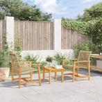 vidaXL 3-delige Bistroset poly rattan en acaciahout beige, Tuin en Terras, Verzenden, Nieuw