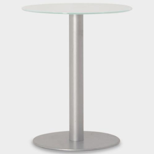 Leopard bijzettafel, wit glas, 60 Ø cm, Huis en Inrichting, Tafels | Salontafels, Gebruikt, Ophalen of Verzenden