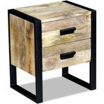vidaXL Bijzettafel met 2 lades 43x33x51 cm massief mangohout, Huis en Inrichting, Verzenden, Nieuw